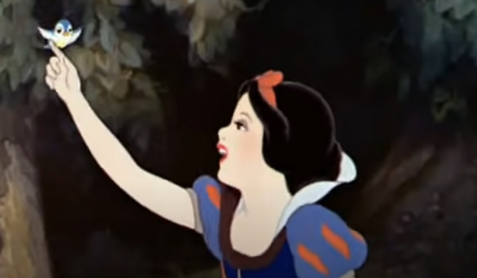 snow white singing to a bird