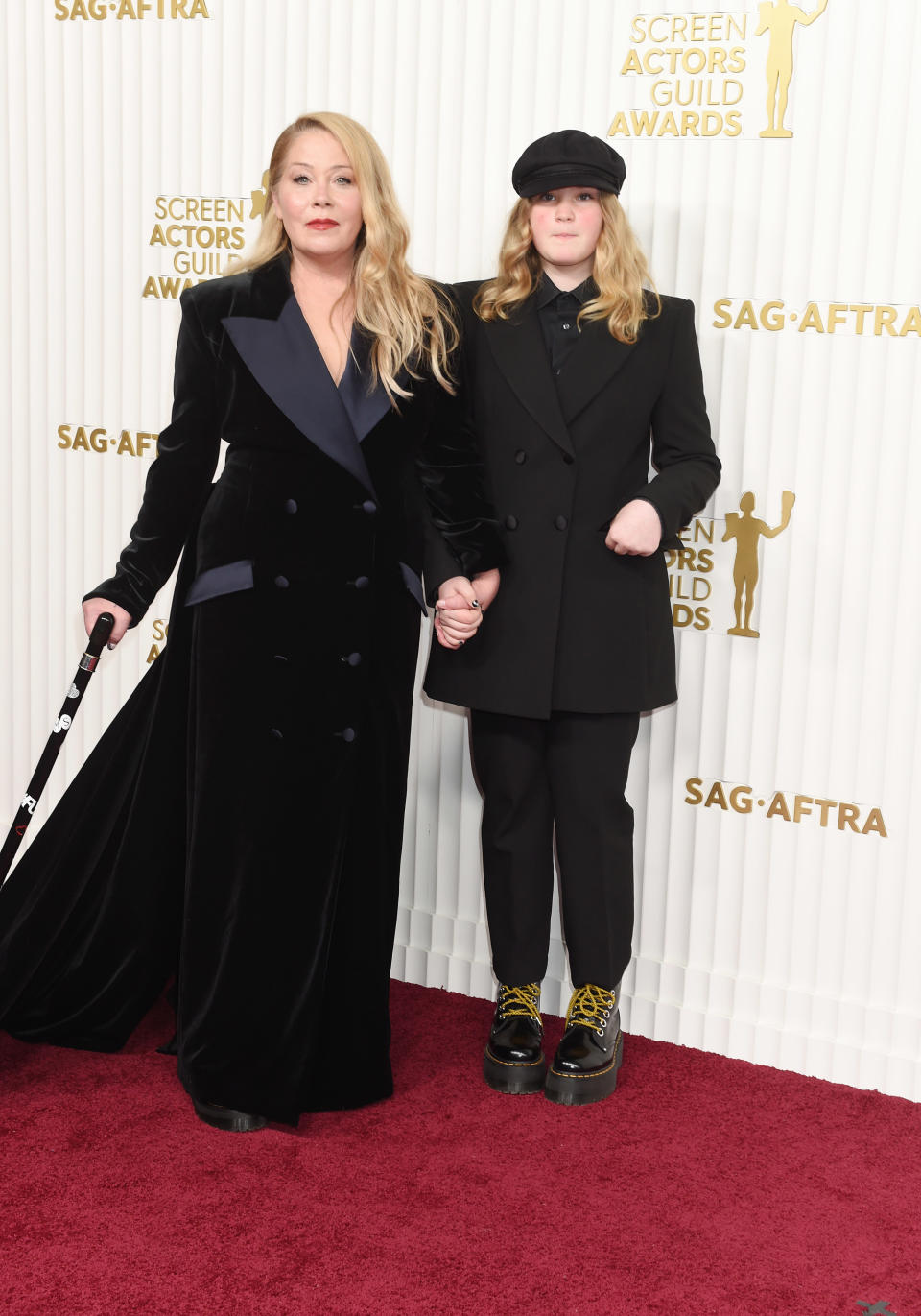 Closeup of Christina Applegate and her daughter Sadie on the red carpet