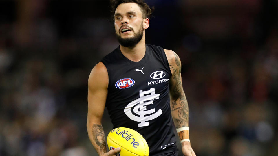 Zac Williams has been offered a one-game ban for a bump on St Kilda's Hunter Clark in their pre-season match last weekend. (Photo by Michael Willson/AFL Photos via Getty Images)