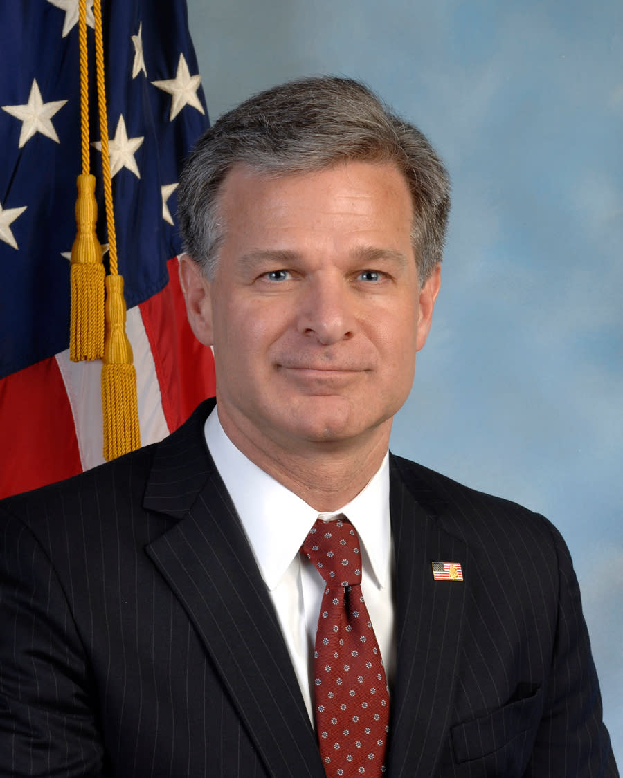 美國聯邦調查局（FBI）局長瑞伊（Christopher Wray）。   圖：取自FBI官網（資料照）