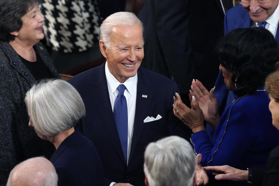 President Joe Biden arrives to deliver his State of the Union speech to a joint session of Congress, at the Capitol in Washington, Tuesday, Feb. 7, 2023. (AP Photo/J. Scott Applewhite)