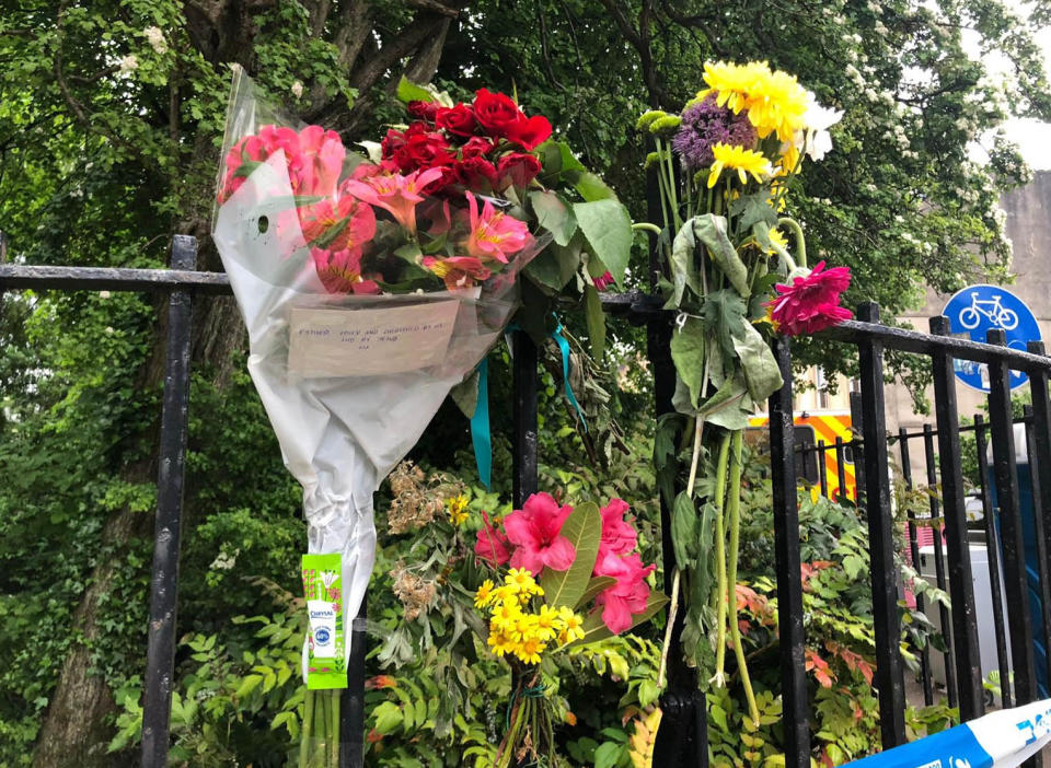 Floral tributes in West Princes Street in the Woodlands area of Glasgow following the death of pensioner Esther Brown whose body was found in her flat in suspicious circumstances. Picture date: Thursday June 3, 2021.