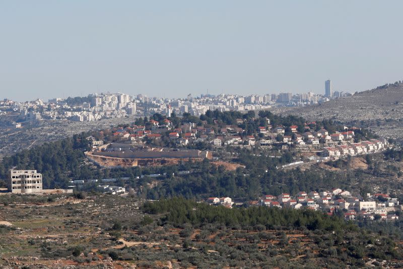 A view shows the Jewish settlement of Dolev as the Palestinian city of Ramallah is seen in the background, in the Israeli-occupied West Bank