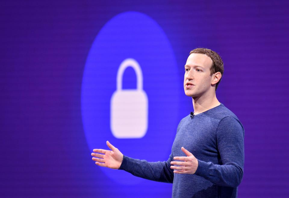 (FILES) In this file photo taken on May 1, 2018 Facebook CEO Mark Zuckerberg speaks during the annual F8 summit at the San Jose McEnery Convention Center in San Jose, California. - Facebook is leaping into the world of cryptocurrency with its own digital money, designed to let people save, send or spend money as easily as firing off text messages."Libra" -- described as "a new global currency" -- was unveiled June 18, 2019 in a new initiative in payments for the world's biggest social network with the potential to bring crypto-money out of the shadows and into the mainstream. Facebook and an array of partners released a prototype of Libra as an open source code to be used by developers interested in weaving it into apps, services or businesses ahead of a rollout as global digital money next year. (Photo by JOSH EDELSON / AFP)        (Photo credit should read JOSH EDELSON/AFP/Getty Images)