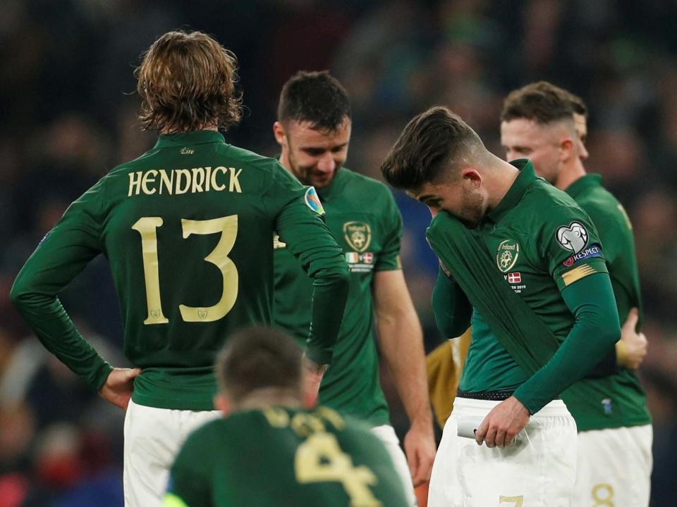 Ireland appear dejected after drawing: Action