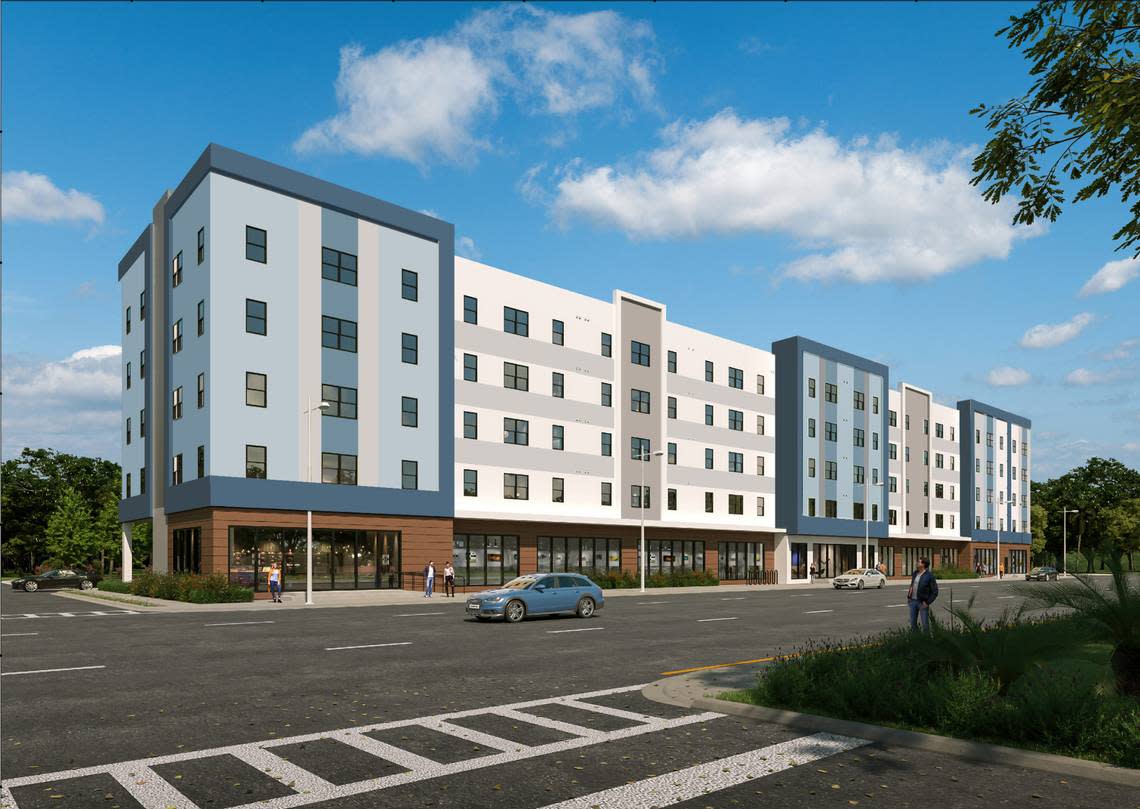 Apartments are expected to become available this summer in the five-story, 80-unit, Riverview6, located on the southeast corner of Sixth Avenue West and Ninth Street West, Bradenton. Housing Trust Group rendering