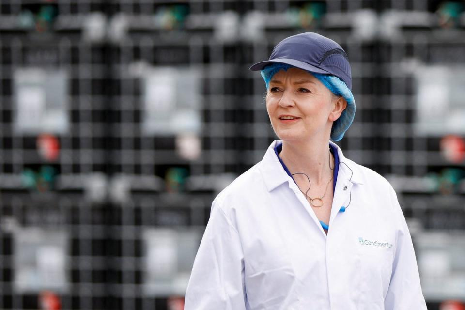 Liz Truss during a visit to Condimentum Ltd, The Food Enterprise Park, in Norwich, Norfolk (PA)