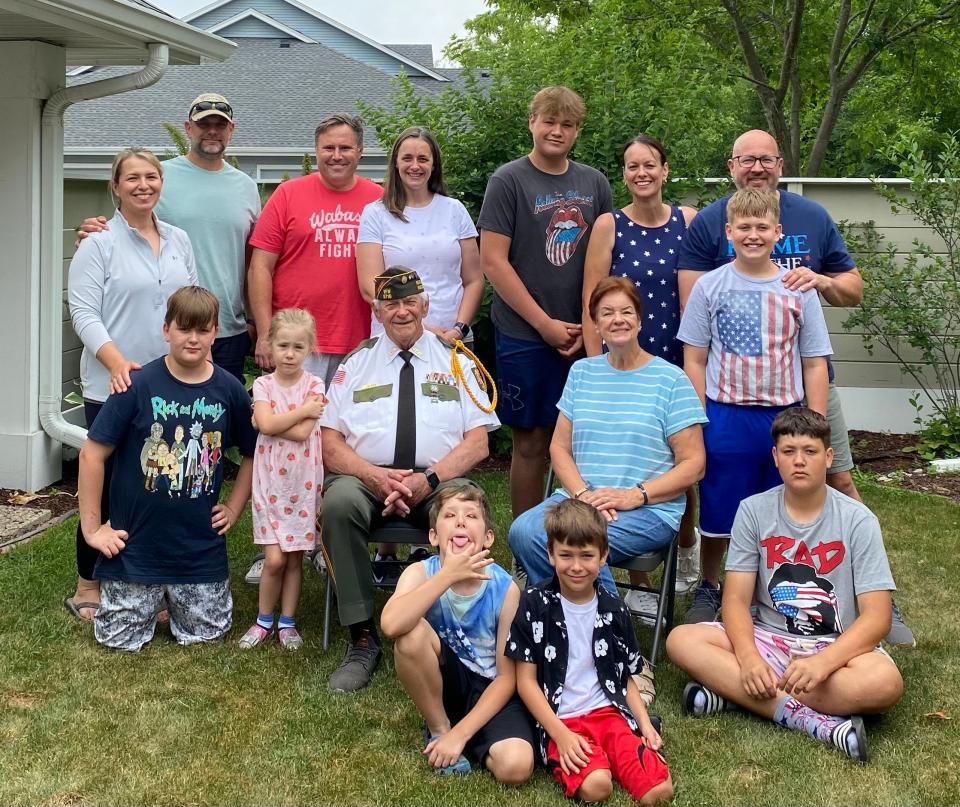 The Wysocki family gathers in 2022 for the Fourth of July, which was Ted Wysocki's favorite day of the year. Pictured are (from left, front row) Ben Wysocki, Isaac Wysocki and Henry Gardner; (middle row) Charlie Wysocki, Abigail Olmstead, Ted Wysocki, Pat Wysocki and George Gardner; and (back row) Peggy Wysocki, Joe Wysocki, 
Olmy Olmstead, Laura Olmstead, Jake Gardner, Meg Gardner and Steve Gardner.