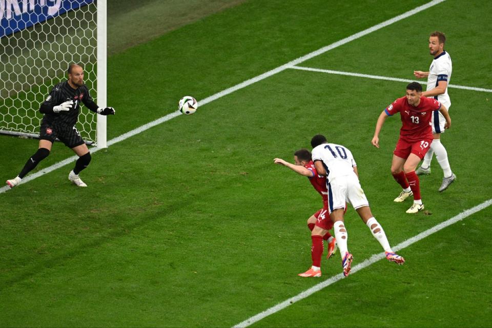 Jude Bellingham’s thumping header earned England victory (Getty Images)