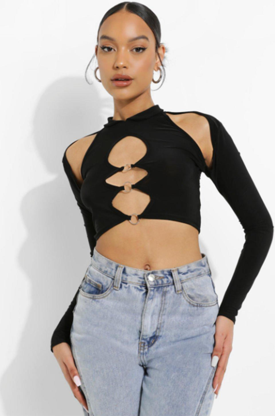 Boohoo Ring Cut Out Crop Top, on sale for $25. Photo: Boohoo.