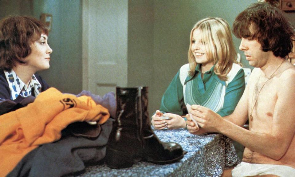 ‘Mixed flat-sharing at that time was almost unheard of’ … Wilcox, Sally Thomsett, and Richard O’Sullivan.