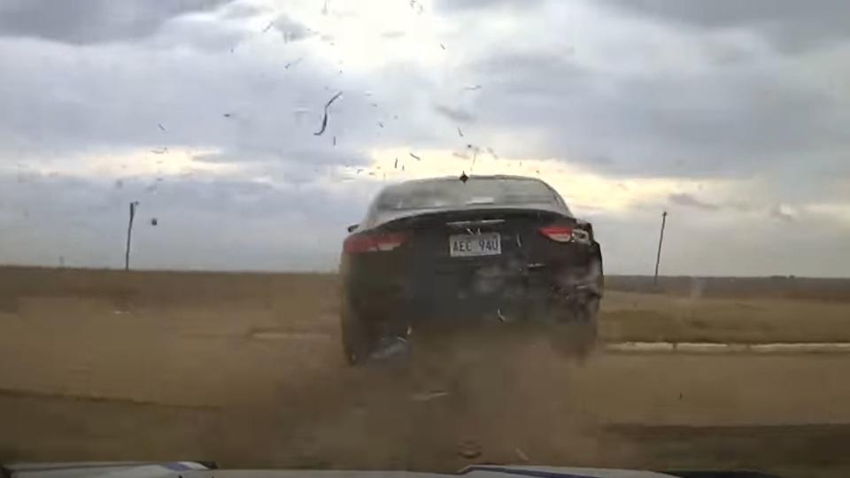 Chrysler 200 Flies Through The Air In Wild Chase