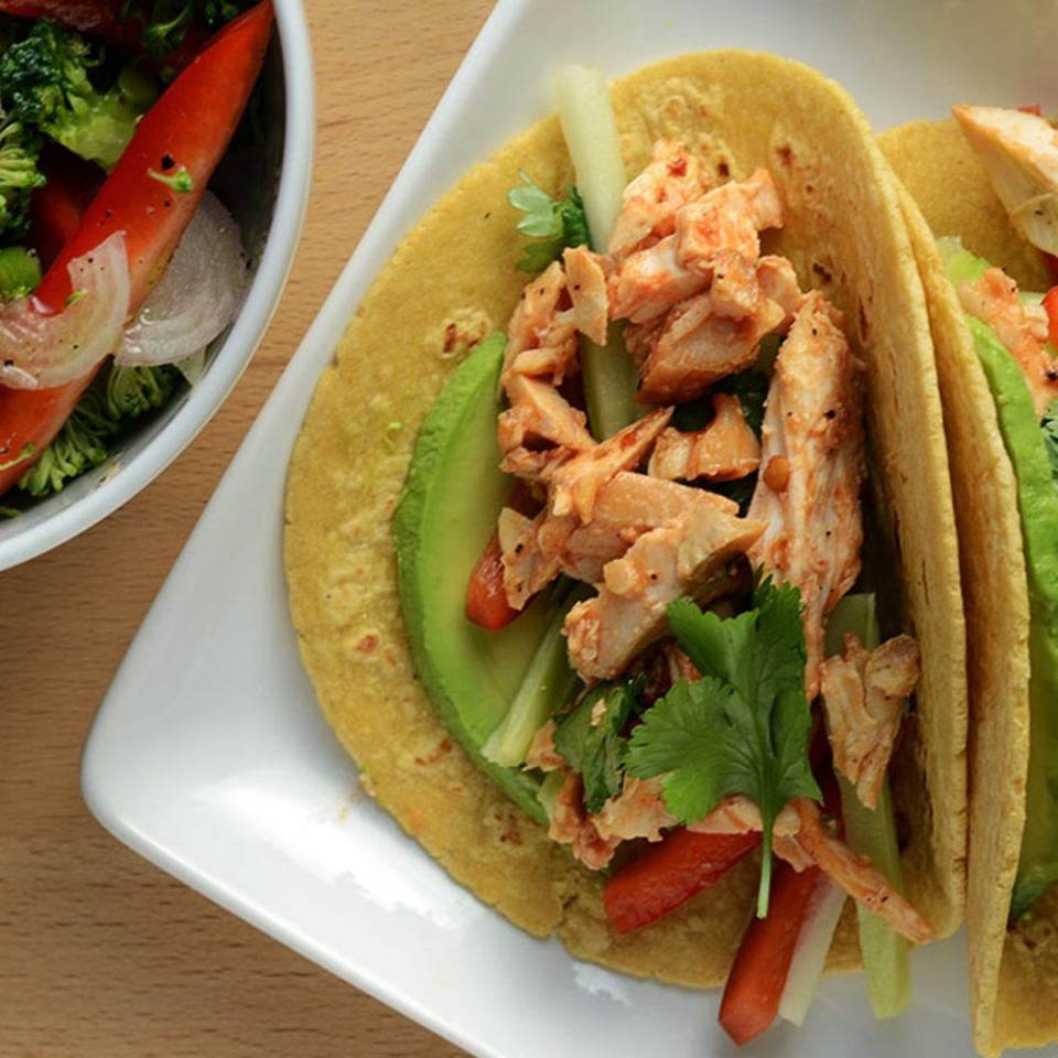 Chipotle-Lime Chicken Tacos and Broccoli-Radish Salad