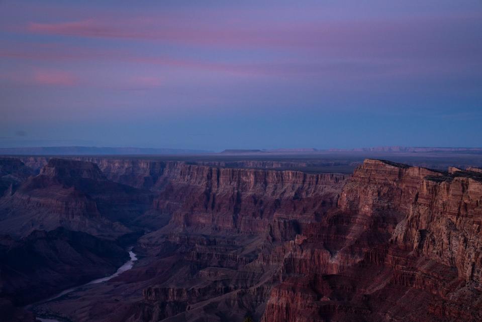 The Colorado River, seen here from Desert View on Oct. 25, 2022, carved the Grand Canyon over millions of years. Now, the river is under strain from drought and climate change.