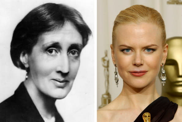 (FILE PHOTO) In this composite image a comparison has been made between Virginia Woolf and actress Nicole Kidman. Oscar hype continues this week with the announcement of the nominations for the 84th Academy Awards. Luise Rainer became the first actress to receive an Academy Award for her role in the 1936 biopic 'The Great Ziegfeld,' playing stage performer Anna Held. Over half of the last ten Oscars for best actor or actress have been for performances in a biopic. ***LEFT IMAGE***1930: English novelist, critic and essayist Virginia Woolf (1882 - 1941) poses in 1930. Woolf was born in London and regarded as one of the great modern innovators of the novel. (Photo by Hulton Archive/Getty Images)***RIGHT IMAGE***HOLLYWOOD - MARCH 23: Winner for Best Actress for 'The Hours,' Nicole Kidman poses during the 75th Annual Academy Awards at the Kodak Theater on March 23, 2003 in Hollywood, California. (Photo by Frank Micelotta/Getty Images)