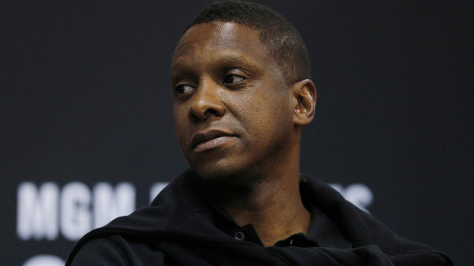 Toronto Raptors president Masai Ujiri is being sued by an Oakland police officer stemming from an altercation after Game 6 of the NBA Finals. (Michael Reaves/Getty Images)