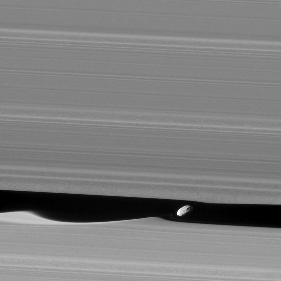 saturn rings daphnis small moon cassini nasa jpl caltech PIA21056