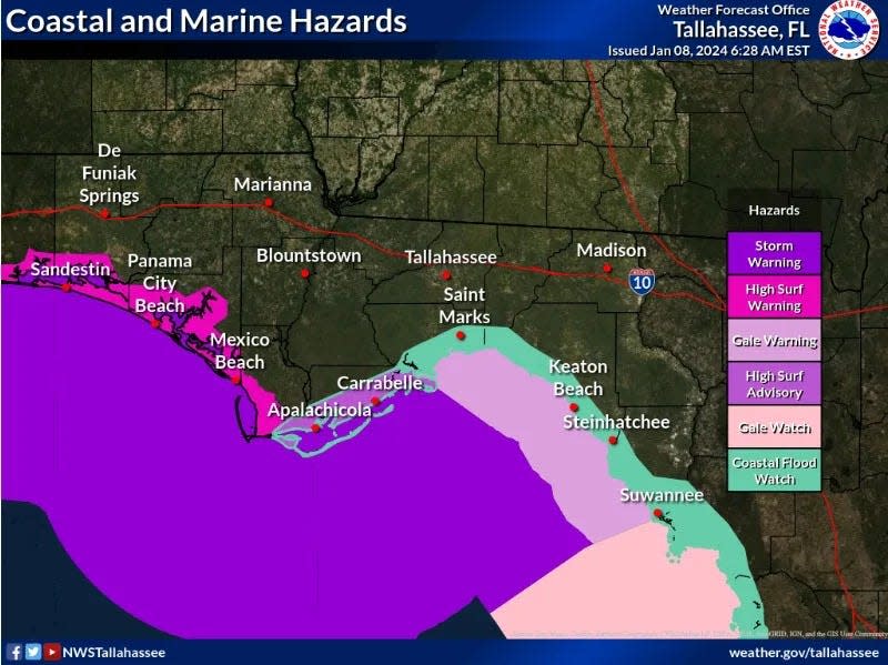 Severe weather overnight Jan. 8 and into Jan. 9 could cause coastal flooding and high surf across Florida's northern coastline and into the peninsula.