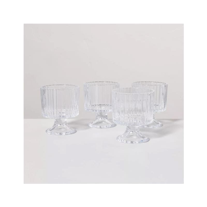 Hearth & Hand with Magnolia Fluted Glass Parfait Cup Set, Clear (4-Pack)