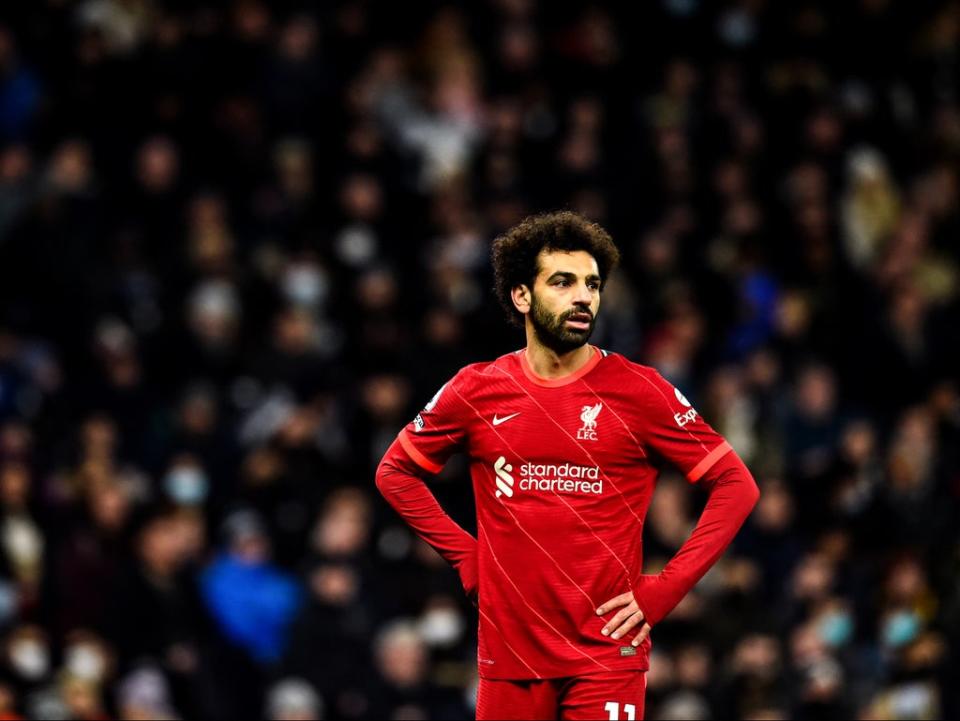 Mohamed Salah during Liverpool’s defeat at Tottenham (Getty)