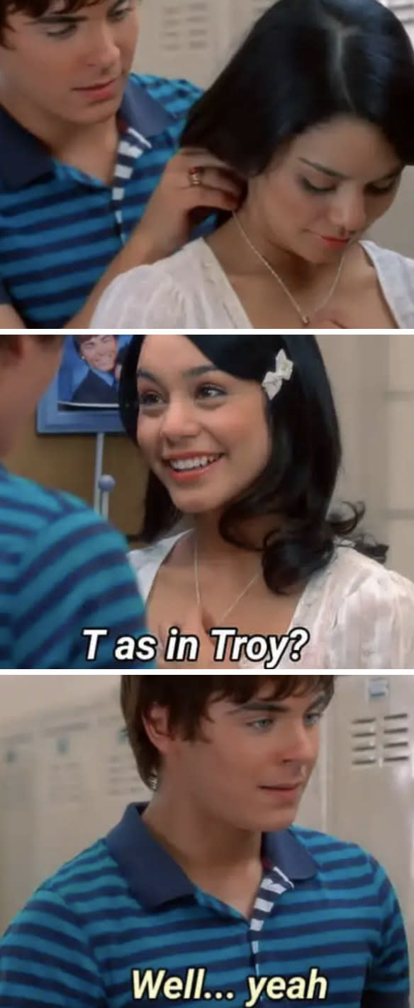 Troy and Gabriella from the "High School Musical" movies