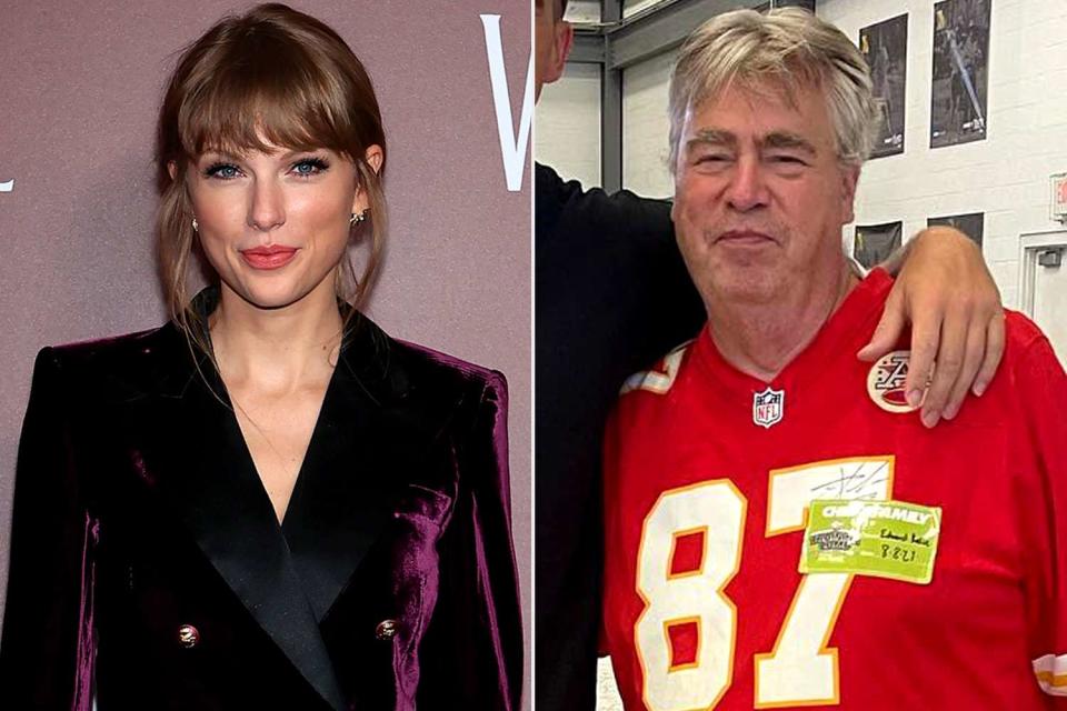 <p>Dimitrios Kambouris/Getty Images; Ed Kelce/Instagram</p> Taylor Swift; Ed Kelce