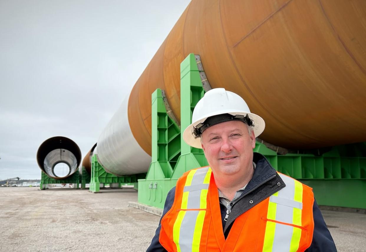 Atlantic Canada Bulk Terminal vice-president Richard Morykot says the company's coal pier in Sydney Harbour is ideally suited to the burgeoning business of offshore wind marshalling. (Tom Ayers/CBC - image credit)