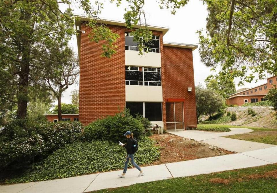 Santa Lucia Hall on the Cal Poly campus is seen in 2016. University police did not treat Paul Flores’ room at the resident hall as a crime seen; he was later convicted of killing Cal Poly freshman Kristin Smart.