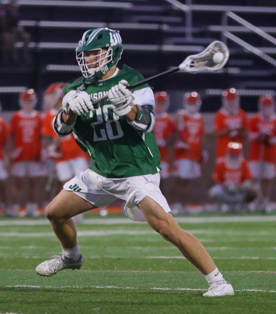 Jacob Greiner of Jacksonville University scored two goals and had an assist in Thursday's 17-12 victory over Robert Morris in the first round of the ASUN tournament at the U.S. Air Force Academy.