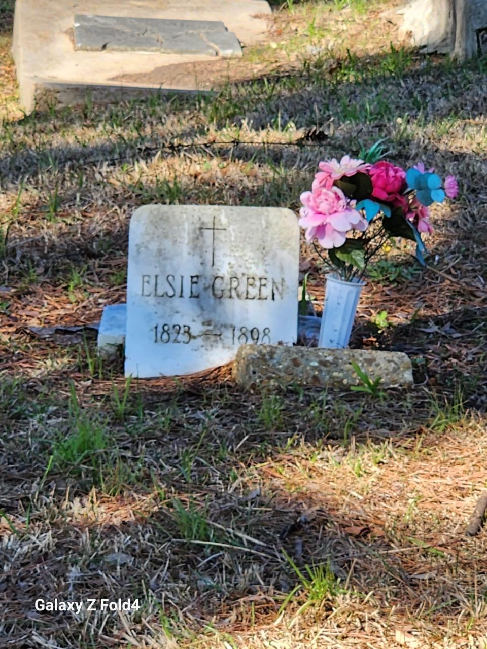 Elsie Green, who was a slave, is the great-great-great grandmother of Linda Rhodes. Green is buried in First Union Baptist Church Cemetery in Pineville. Her headstone was vandalized years ago. “She was a slave that ran away with a white man’s son. His father gave her to him,” Rhodes wrote in a text.