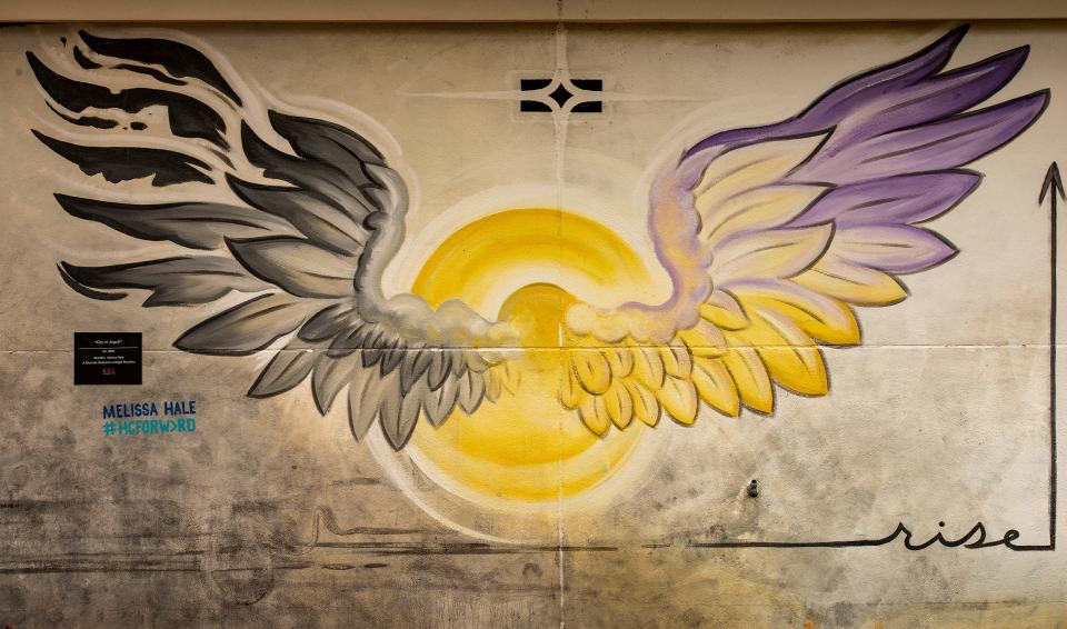 "City of Angels " a mural by artist Melissa Hale, is part of the series of wings-themed murals in Haines City. The city's Community Redevelopment Agency is offering 
a chance to win $500 by taking selfies with the murals and sharing them on social media.