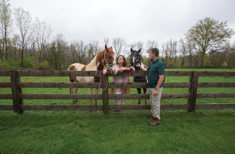 Jennifer and David Waldron with their horses, Heartbeat and Jill