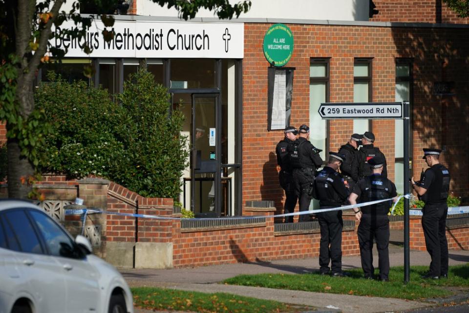 Emergency services at the scene at the Belfairs Methodist Church (PA Wire)