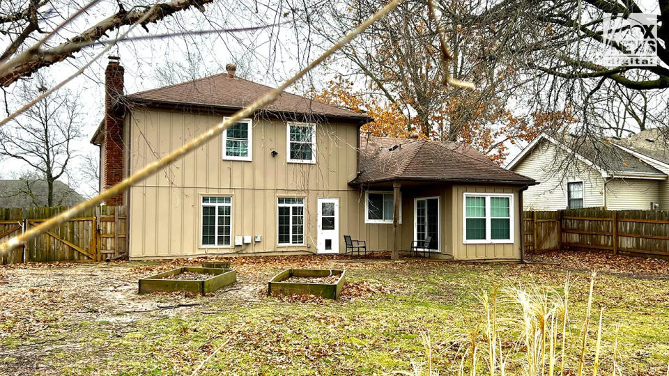 An exterior view of the backyard and porch of Jordan Willis' home in Kansas City, Missouri