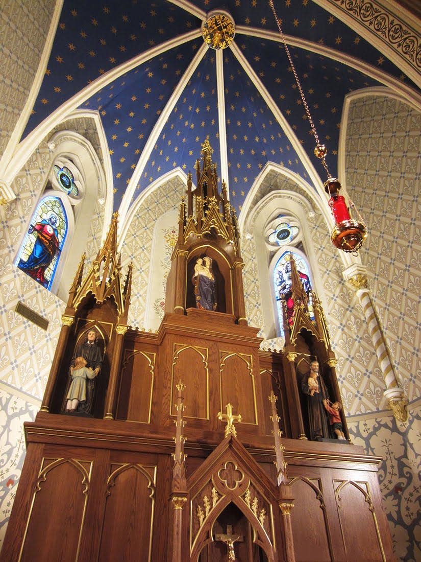 St. Mary Church is known for its ornate architecture and statues.