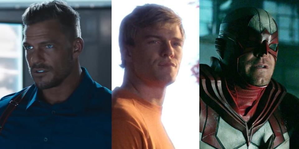 From left: Alan Ritchson in "Fast X," season six of "Smallville," and season one of "Titans."