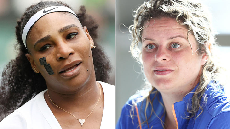 Pictured left to right are tennis icons Serena Williams and Kim Clijsters.