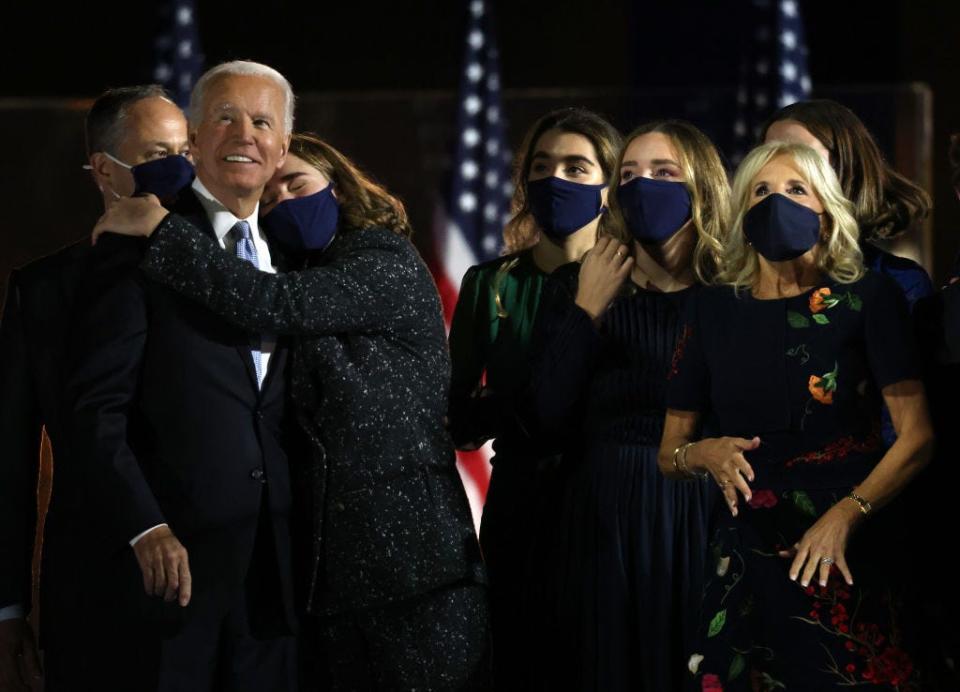Maisy Biden hugs Joe Biden after his presidential acceptance speech