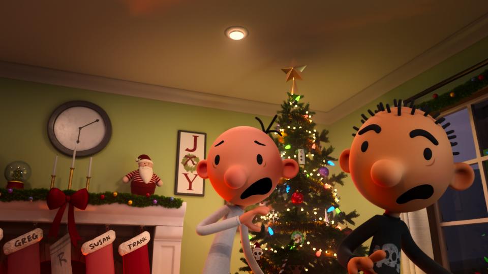 Greg (voiced by Wesley Kimmel) and Rodrick (voiced by Hunter Dillon) in "Diary of a Wimpy Kid Christmas: Cabin Fever," streaming on Disney+.