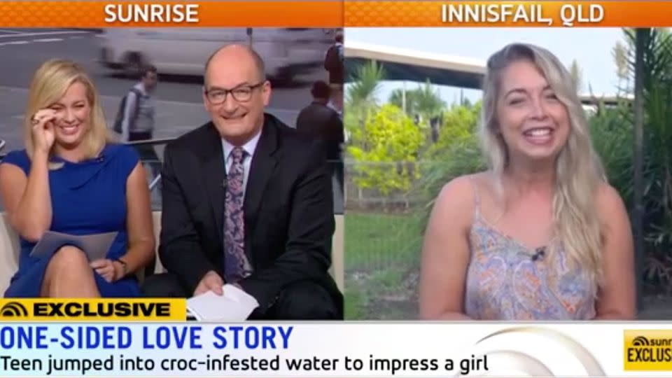 Sunrise hosts Sam Armytage and David Koch were left in stitches after speaking to the British backpacker. Source: Sunrise