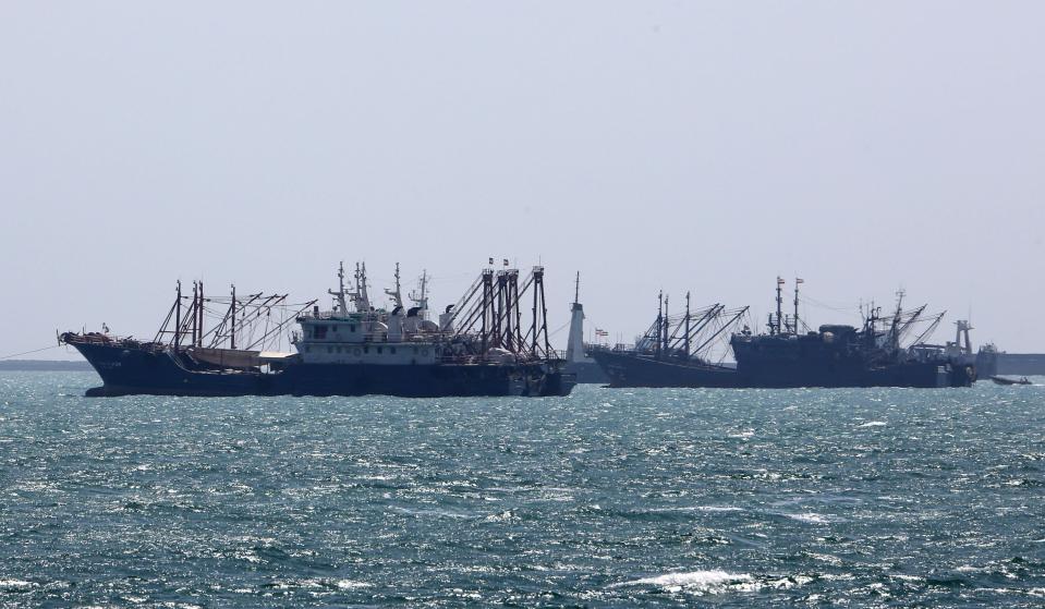 Ships sail in the Gulf off the Iranian port city of Bandar Abbas, which is the main base of the Islamic republic's navy and has a strategic position on the Strait of Hormuz, on April 29, 2019. (Photo: Atta Kenare/AFP/Getty Images)