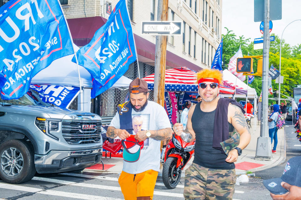 Some Bronx residents cited the stimulus checks they received when Trump was president as the reason they're taking another look.  (Lucia Buricelli for NBC News)