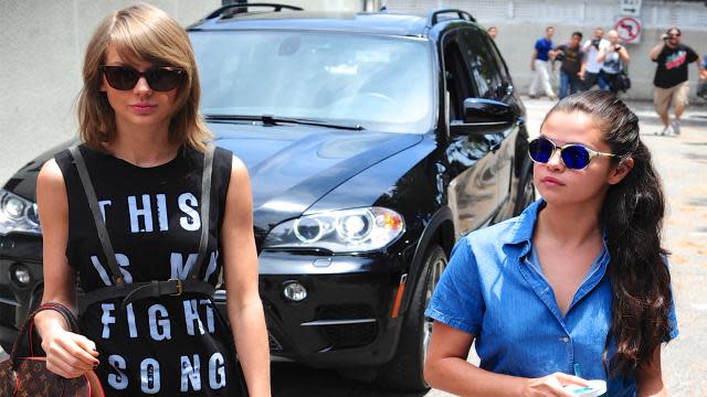 Taylor Swift is always showing off her fun, splashy styles, but on Tuesday she rocked a new look that was a little edgier than the "Blank Space" singer is known for. Taylor and her bestie Selena Gomez went out for a girls' lunch at Lucques restaurant in Los Angeles, and Gomez dressed for the summer heat by showing off her midriff in a blue button-down tied at the waist and a pair of white leggings. <strong>WATCH: Why Taylor Swift and Selena Gomez Are the Ultimate Besties! </strong> Meanwhile, Taylor looked combat-ready in a pair of army green short shorts, a black T-shirt reading "THIS IS MY FIGHT SONG" – a line from Rachel Platten’s “Fight Song” – and a somewhat bizarre leather strap harness. Splash News The 25-year-old <em>1989 </em>singer wasn't strapped into a particularly stylish parachute or anything of that sort – the harness was simply a fashion choice. Or maybe she was expecting an insanely exciting day with her BFF that would require her to hold on tight… to herself. Splash News <strong>PHOTOS: Taylor Swift's Impeccable Summer Style </strong> Actually, that might not be too far off. Taylor later took to Tumblr to respond to people asking why she was wearing a harness – some accused her of wearing it backwards -- and she basically made everyone feel bad for ever questioning her decisions. "I think you’re ignoring a really important point here… That my harness and I are always ready for a zip line/rock climbing," the seven-time GRAMMY winner wrote. "Ask yourself.. Are you ready for extreme adventure should it present itself? HARNESS LIFE 2015." <strong>NEWS: Taylor Swift and Calvin Harris Cozying Up on a Pool Swan Is Devastatingly Adorable </strong> Now don’t you feel silly? Go buy yourself a harness in case you need to zip line to work next week. Although no zip lining went down on the stars' lunch date, an eyewitness tells ET that the dynamic duo, who arrived at the restaurant together, dined for an hour and a half before sneaking out the back with their two bodyguards. But still, Taylor was ready for any adventure that might go down. For more on Taylor and her core group of awesome besties, check out the video below.