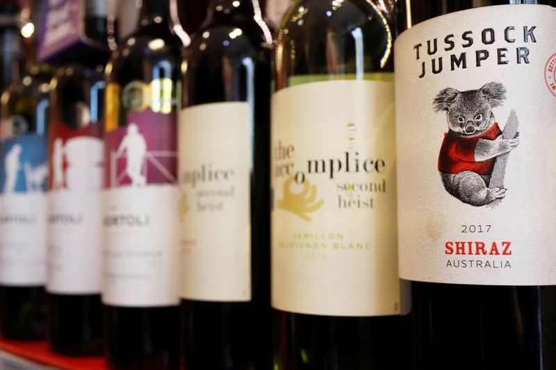 FILE PHOTO: Bottles of Australian wine are seen at a store selling imported wine in Beijing