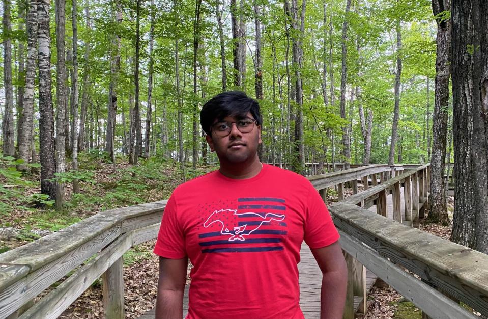 Pranav Rakkappan of Northville, seen here in July 2022 at the Porcupine Mountains Wilderness State Park in the Upper Peninsula, is a Michigan State University College of Engineering student and electric vehicle scholarship recipient who will work at Toyota.