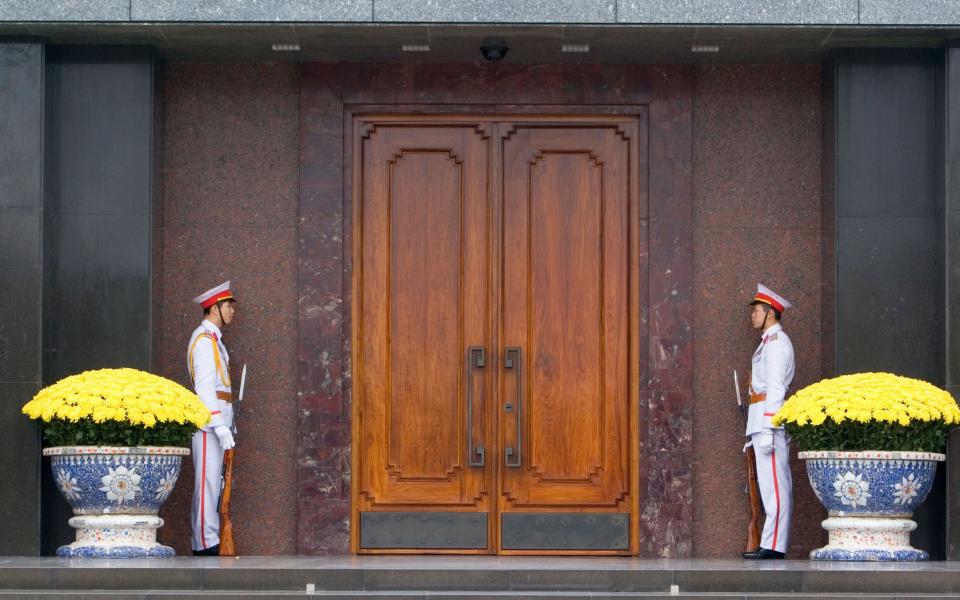 Guards in front of Ho Chi Minh's mausoleum