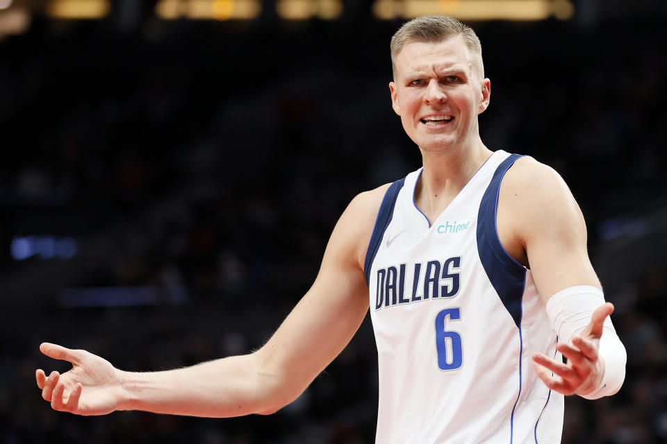 Dallas Mavericks center Kristaps Porzingis is headed to the Washington Wizards on NBA trade deadline day. (Steph Chambers/Getty Images)