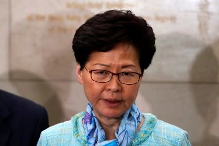 Hong Kong Chief Executive Carrie Lam speaks to media over an extradition bill in Hong Kong