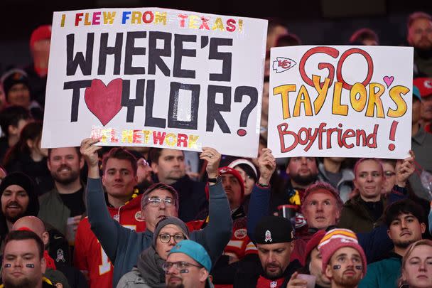 In addition, streams of Swifties have started to attend Kelce's games in hopes of seeing their idol, wearing merch or holding banners that reference the fact that they are only there for Swift.