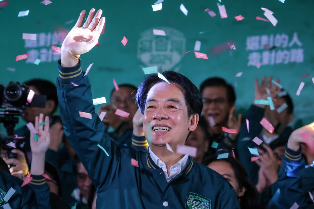 President-elect Lai at his party’s HQ in Taipei after his victory (Getty Images)